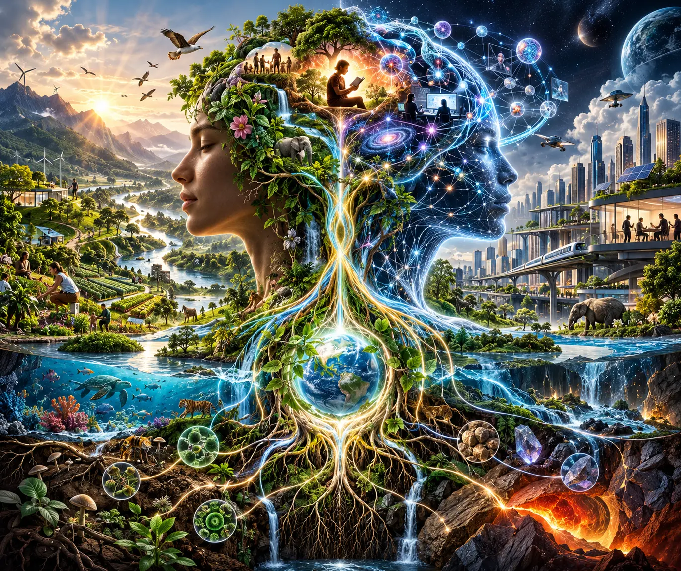 Human and technological profiles joined through nature and connected cities